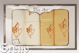 6 Ręczników Haftowanych w Ozdobnym Pudełku Viva Art VI Greno żółty, dzwoneczek
